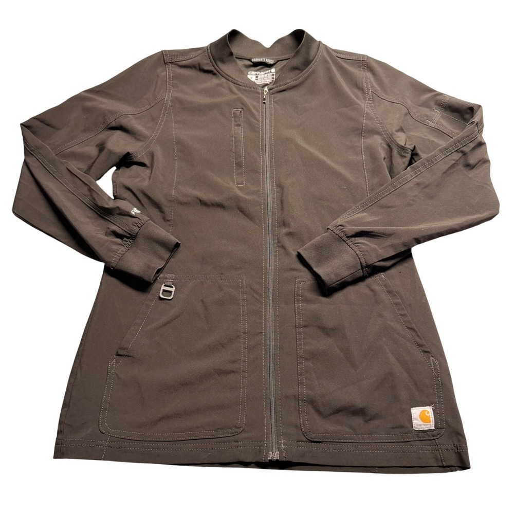 Carhartt Force Modern Fit Women Scrub Jacket Gray Full Zip Bomber Size Medium